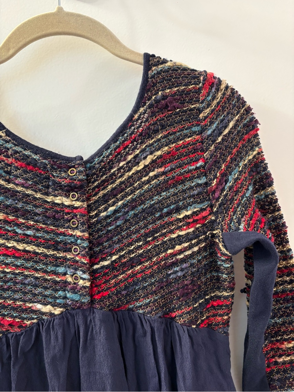 Anthropologie Maeve Dress Women's XSmall Boucle Colorful Knit Pockets Navy NWOT - Picture 12 of 13